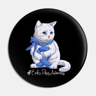 Cute Cat Erb's Palsy Awareness Month Blue Ribbon Survivor Survivor Gift Idea Pin