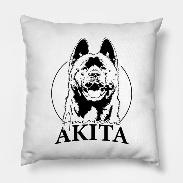 Funny Proud American Akita dog portrait gift Pillow by wilsigns