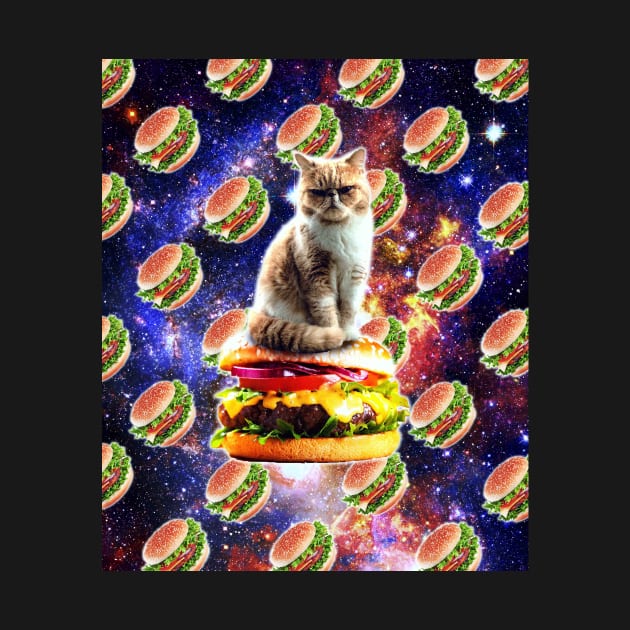 Hamburger Astro Cat On Burger by Random Galaxy