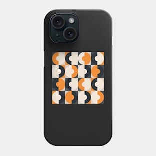 Retro Square and Circle Tile Orange Black and White Phone Case