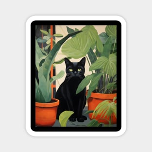 Purrfect Harmony: Cats and Plants Magnet