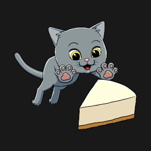 British Shorthair Cat excited to eat Cheese Cake T-Shirt