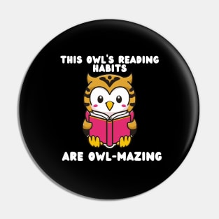 Cute Owl Reading a Book For Good Habit Pin