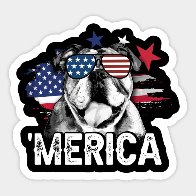 Merica English Bulldog American Flag 4th Of July English Bulldog