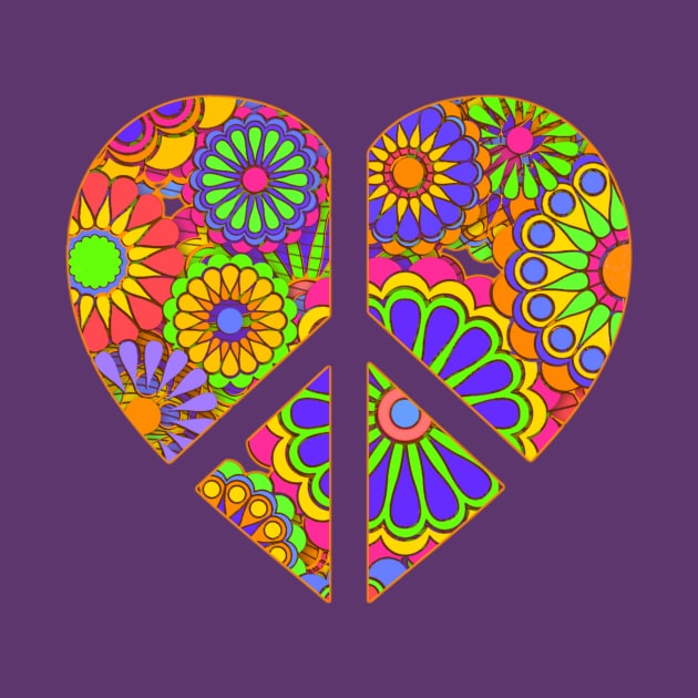 Love Flower Power Peace Sign Heart by AlondraHanley