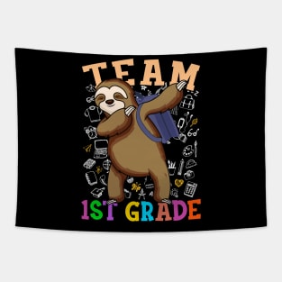 Dabbing Sloth Team 1st Grade Back To School Shirt Boys Girls Tapestry