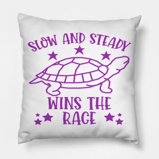 Inspirational Quote Turtle Design - Slow And Steady Wins The Race Pillow