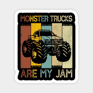 Monster Trucks Are My Jam Retro Cool Trucker Birthday Boy Magnet