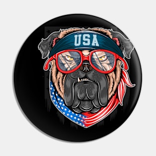 Bull dog usa america flag with bandana Pin