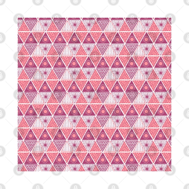Boho Style Triangle Tribal Pink And Coral by Sandra Hutter Designs