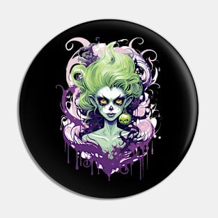 Spooky Goth Witch Pin