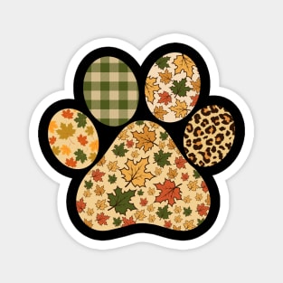 Leopard Thanksgiving Leaves Dog Paw Lover Thanksgiving Women Magnet