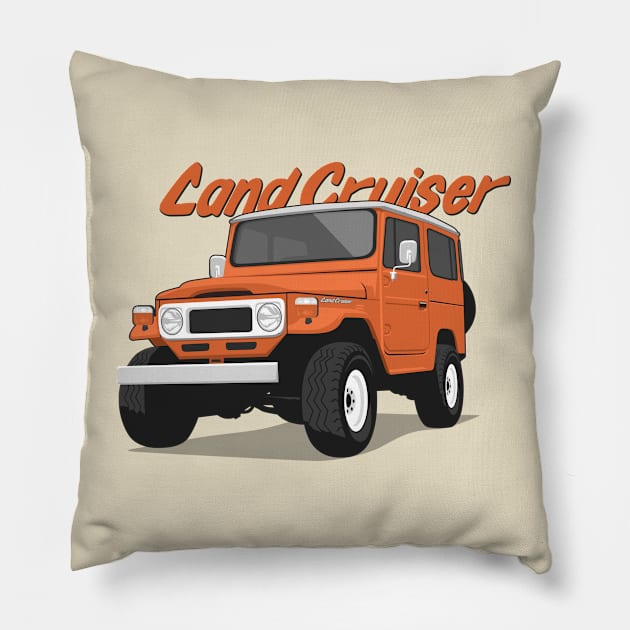 Land cruiser fj40 hardtop off road orange Pillow by creative.z