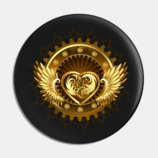 Mechanical Heart with Wings ( Steampunk ) Pin