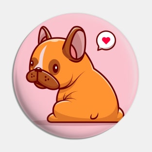 Cute Pug Dog Sitting Cartoon Pin