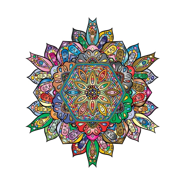 Mandala design with colourful lines by Montanescu