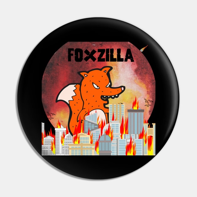 Foxzilla Foxes Angry At The Urban Culture Pin by olivetees