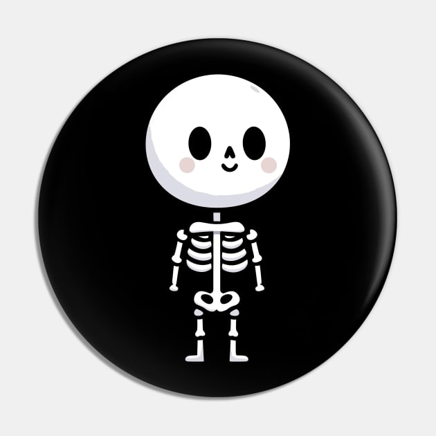 Cute Happy Skeleton in Kawaii Style | Happy Halloween Cute Skeleton Design Pin by Nora Liak