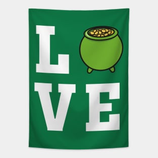 Love White Pot of Gold Saint Patricks Day Drawing Tapestry