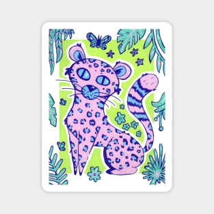 Pink Jungle Leopard Cat in Acrylic Magnet