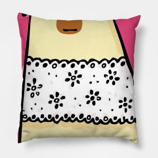 Pug on white lace shirt Pillow