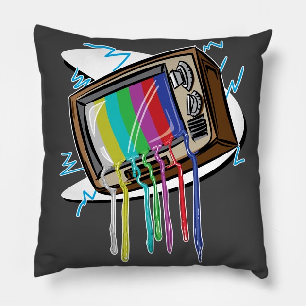 TV dripping pixels Pillow by eShirtLabs