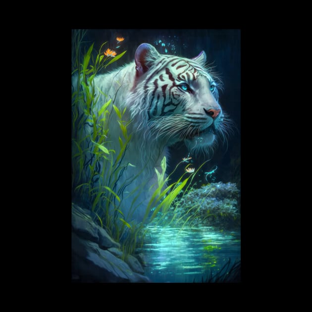 Tiger Animal Portrait Painting Wildlife Outdoors Adventure by Cubebox