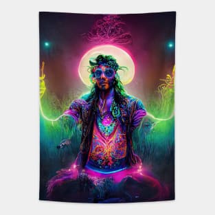 Meditating Enlightened Hippy, Lightworker Tapestry