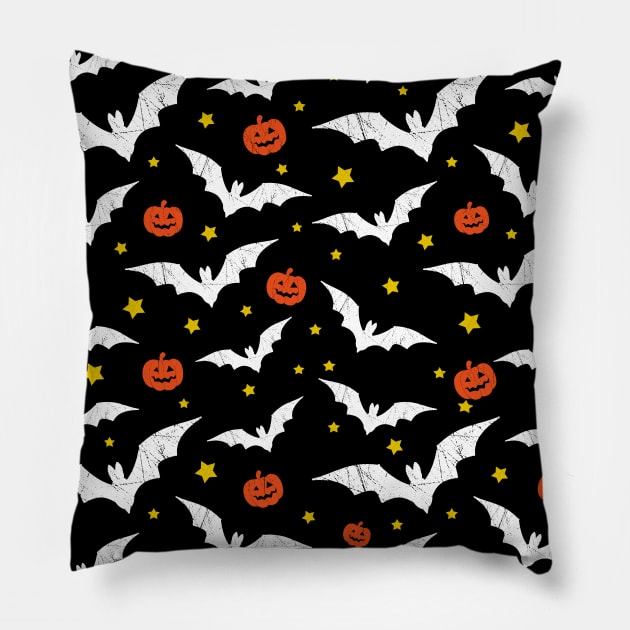 Halloween bats and pumpkins Pillow by LunaMay