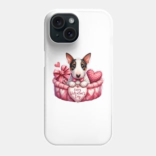 Valentine Bull Terrier Dog in Bed Phone Case