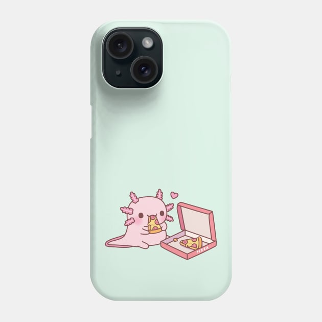 Cute Axolotl Loves Eating Pizza Phone Case by rustydoodle