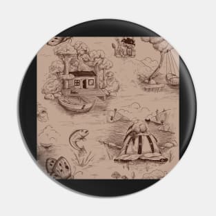 toile de jouy patterns -Lakeside Mosaic Pin