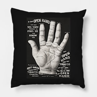 Open Hand Palm Reading Vintage Pillow