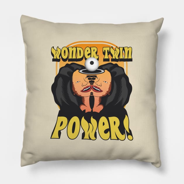 Wonder Twin Power Retro Pillow by Mandegraph