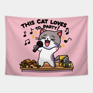 This Cat Loves to Party - Sober, light variant Tapestry