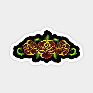 Traditional Tattoo Style Roses and Vines Magnet