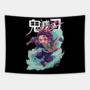 Tanjiro fire breathing sword fight Tapestry