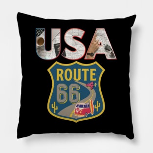 US Route 66 - USA Road Trip Pillow