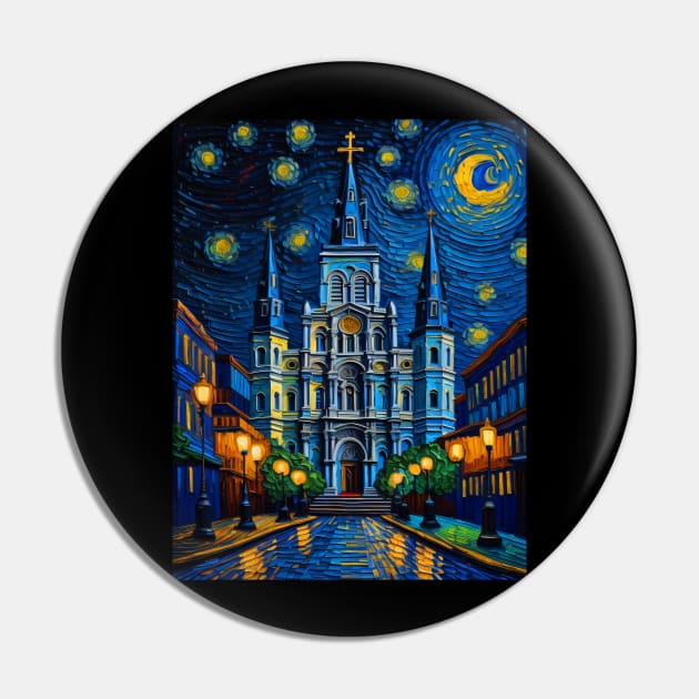 St. Louis Cathedral in starry night Pin by FUN GOGH