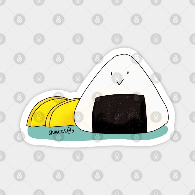 Cute onigiri with oshinko Magnet by Snacks At 3