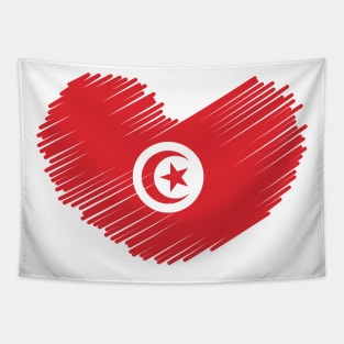 Tunisia Flag Heart Design Tapestry