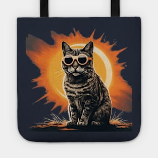 Cute Cat Wearing Solar Eclipse Glasses Tote