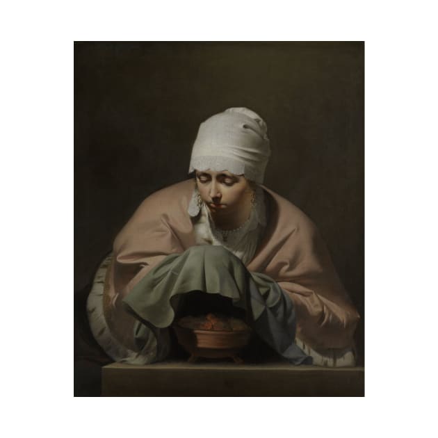 Young Woman Warming her Hands over a Brazier by Caesar van Everdingen by Classic Art Stall