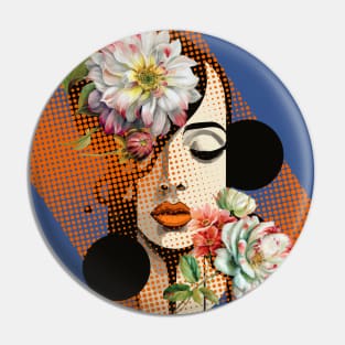 Girl with flowers Pin