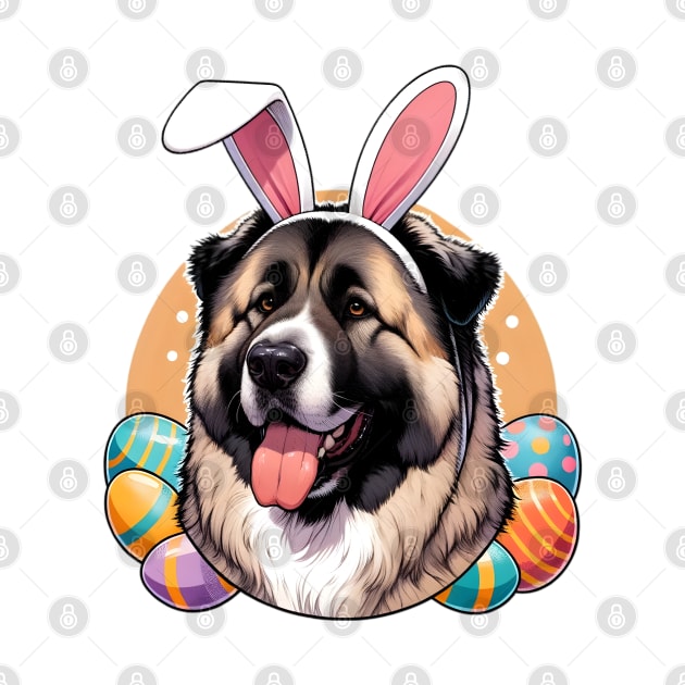 Central Asian Shepherd Dog with Bunny Ears Welcomes Easter by ArtRUs