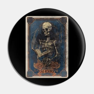 The Reader Distressed Skeleton Halloween Tarot Card Pin