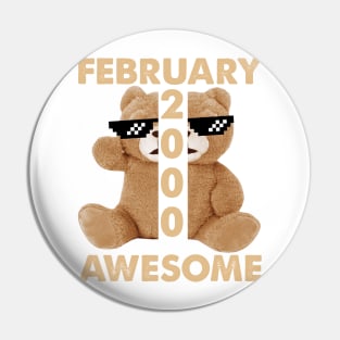 February 2000 Awesome Bear Cute Birthday Pin