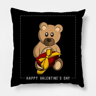 Happy Valentine's Day - Teddy bear with a heart Pillow