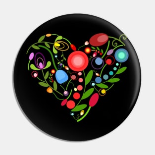 Floral heart on black Pin