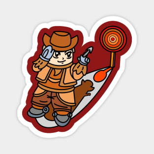 Cartoon Cowboy play dart brown color Magnet